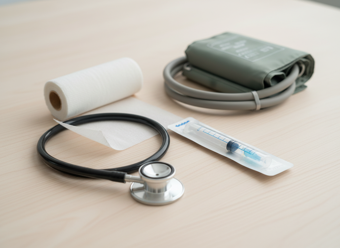 Équipement médical professionnel disposé avec soin